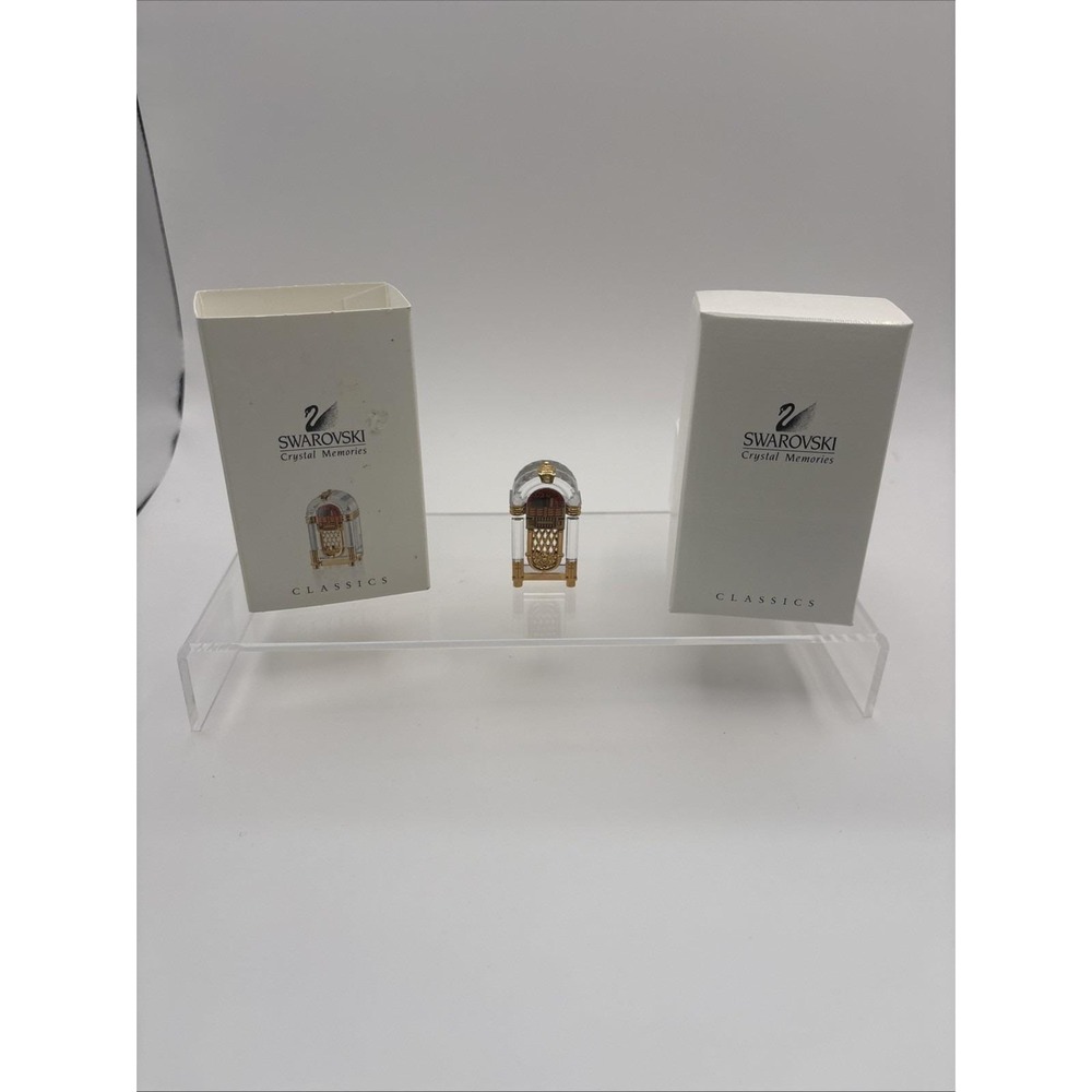 Vtg~Swarovski Figurine~Crystal Memories~Mini Juke Box‎ Gold~243444